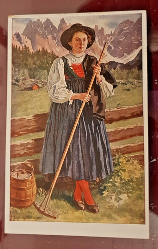 Cartolina costume tirolese - costume,