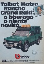Pubblicità Advertising Italian Clipping 1981 BBURAGO TALBOT MATRA RANCHO GRAND