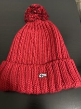 NAPAPIJRI cappello invernale in lana rossa con logo centrale e ponpon perfetto!