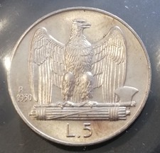 5 LIRE 1930 - FDC ECCEZIONALE PERIZIATA - AQUILINO - ARGENTO - REGNO D'ITALIA