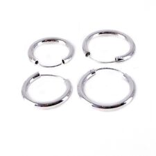 2 Paia Orecchini Cerchio Argento 925 Piercing 10/12 mm 
