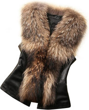 Gilet Corto Da Donna in Finta Pelliccia Gilet in Pelle Giacca Invernale Senza Ma