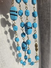 Collana girocollo perle di Vetro Vintage  azzurro,mai usata.