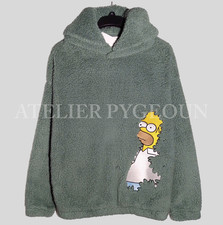 Felpa con cappuccio H&M bambino Homer Simpson meme ricamata-dettaglio Teddy pile verde 20 nuova con etichette