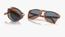 PERSOL 714 SM   Steve McQueen ™  96/56 Terra di  Siena Lenti cristallo Blu 714SM