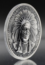 2021 Oglala Lakota Sioux Nazione Capo Indiano 1 oz 999 FINE Argento Tondo C5162