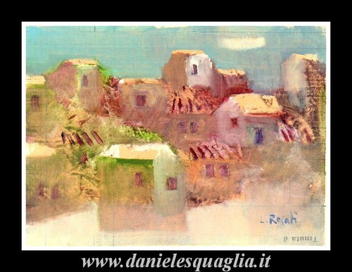 Paesaggio con case borgo - paesaggio,