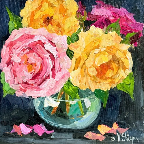Fiori rose dipinto - fiori,