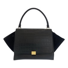 Borsa a tracolla CELINE trapezio goffratura borsa a mano nera oro ferramenta pelle