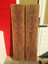 2 pannelli decorativi specchio anta Porta Armadio legno noce intagliato a mano