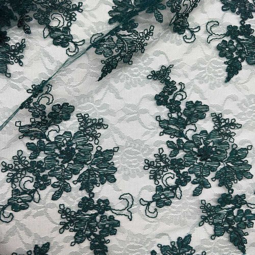 Tessuto tulle ricamato giada - tessuto,