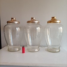 N.3 TRE ANTICO BARATTOLO CARAMELLE VASO DROGHERIA FARMACIA VETRO SOFFIATO TAPPO