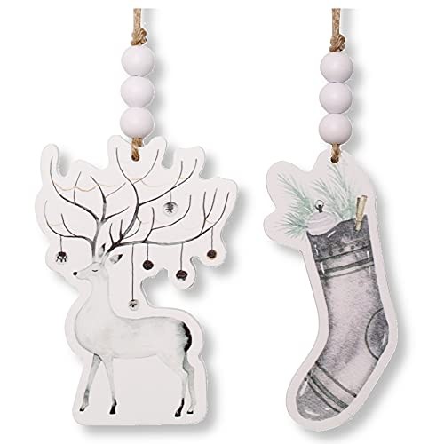 Wood deer and stocking - wood,