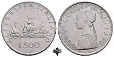 REPUBBLICA ITALIANA 500 lire 1959 qFDC ARGENTO Caravelle