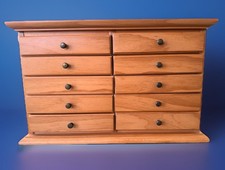 Mobiletto artigianale in rovere massello 10 cassetti 11X18’ (cassetti foderati in feltro) gioielli ecc