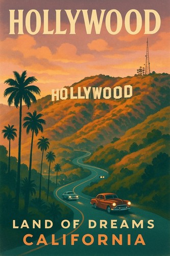 Poster hollywood land - hollywood, of