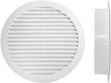 Griglia di areazione 2 Pezzi diam. 80Ø-100Ø-120Ø rotonda PVC Bianco aria muro