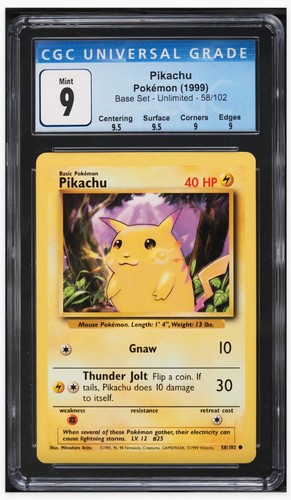 1999 cgc pikachu - cgc, guance