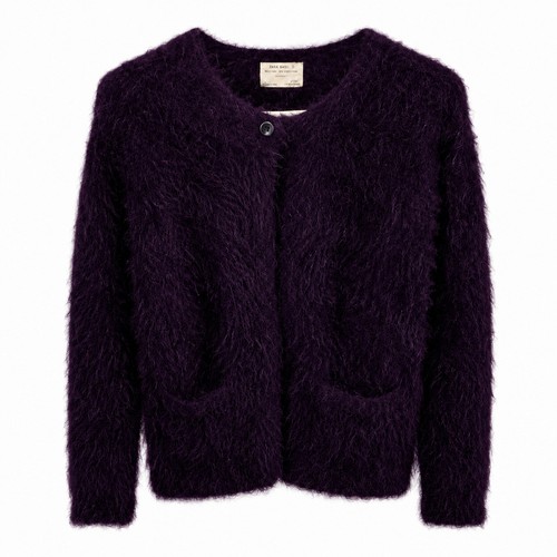 Cardigan fuzzy viola intenso