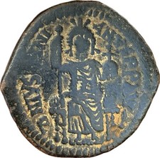 Antica moneta romana - bizantina grande in bronzo Giustiniano I