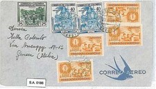 Frutta: Banane - COLOMBIA - STORIA POSTALE - COPERTINA POSTA AEREA per ITALIA - 1958