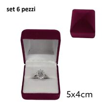 Set 6 Pezzi Box Scatola Scatolina Astuccio Per Anello Velluto Bordeaux bal