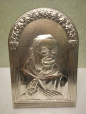 Icona IN ARGENTO PADRE PIO 20X30 punzonato DA MURO O da Poggio LINEARE  CLASSICO
