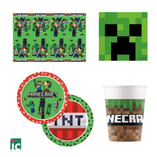 Kit coordinato MINECRAFT  festa compleanno piatti bicchieri tovaglia