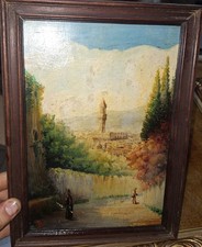 Dipinto Ad Olio Antico Su Tavola