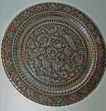 PIATTO IN RAME MASSICCIO STAGNATO CESELLATOA MANO  DI QUALITA'