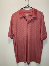 Polo Tommy Bahama uomo DK Havana rosa a righe performance taglia large