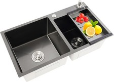 Lavello 2 vasche in acciaio 78 x 43 x 22 cm