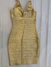 Abito body Hervé Léger oro