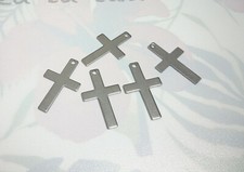 5pz charms ciondoli  croce in acciaio inox 36X22mm colore argento scuro bijoux