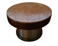 Tavolino basso tavolo salotto vintage legno acciaio marmo rotondo anni 70 h 42cm