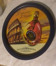 VECCHIA ROMAGNA ETICHETTA NERA VASSOIO METALLICO PUBBLICITARIO ANNI'80/90