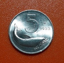 ITALIA 5 LIRE DELFINO 1953 FDC