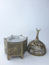 Antico incensiere egiziano vintage bruciatore di incenso rame argento forno 6...