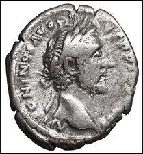 Antonino Pio Denario in argento antica moneta impero romano Roma Fortuna