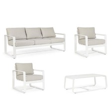 Salotto Da Esterno In Alluminio Divano 3 Posti 2 Poltrone Con Tavolino Merrigan 