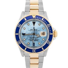 Orologio Rolex Submariner Date 40mm BLUE MOP DIAMOND bicolore acciaio oro 18 carati 16613