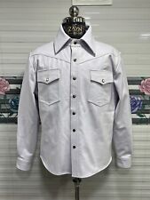 Camicia uomo in pelle bianca a maniche lunghe 100% vera pelle di agnello giac...