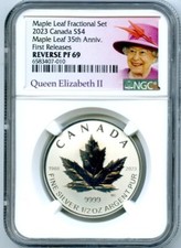 2023 QUEEN ELIZABETH $4 1/2 OZ CANADA SILVER PROOF NGC PF69 35° FOGLIA D'ACERO - FR