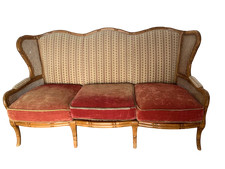 Antico divano da giardino d'inverno in noce e canape'