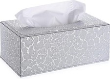 Porta fazzoletti rettangolare in pelle con fondo magnetico - Argento