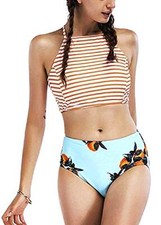 Costume mare donna vintage due pezzi vita alta Anni 50 Coulotte Top L.26622