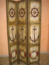 Paravento separe' Marinaro in Legno 3 ante serigrafate salvagente