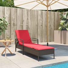 vidaXL Lettino Prendisole con Cuscino Marrone 63x200x81 cm in Polyrattan (solo U