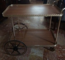 Carrello portaliquori a due piani, con ruote,in formica, degli anni '50