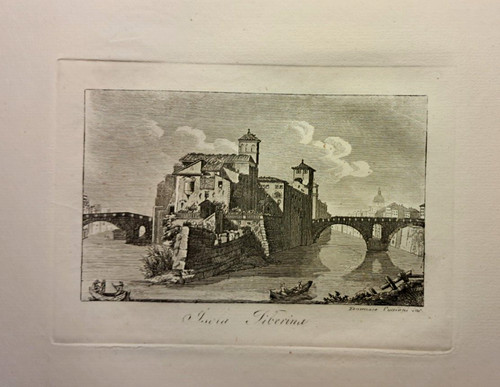 Roma isola tiberina incisione - roma,